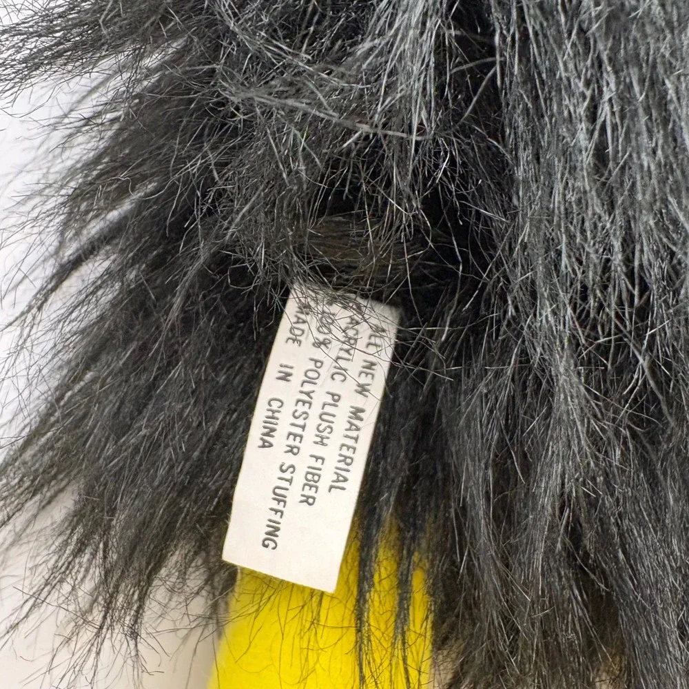 Vintage Black Crow Hand Puppet 90s Plush Bird Yellow Beak Faux‎ Fur No Squeaker